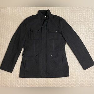 EUC- Calvin Klein Charcoal Double Faced Wool Blend Car Coat